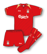 Liverpool Euro home kit 2005-2007 reebok carlsberg