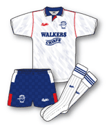leicester city away football shirt kit jersey strip history 90-92 bukta