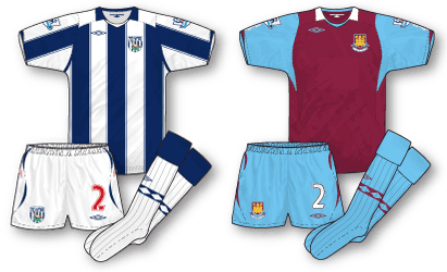 West Ham West Brom sponsorless shirts football jersey kit xl holidays